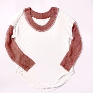 Free People Tunic Rose Gold Metallic Sleeves & Scoop Neck Collar XSmall